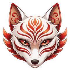 Obraz premium Kitsune mask illustration isolated on transparent background