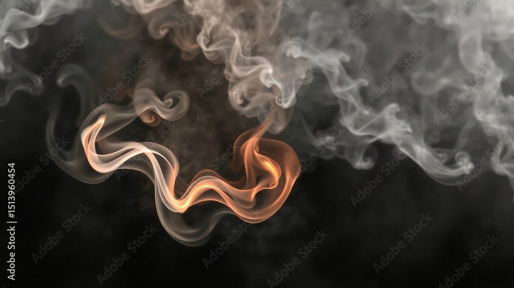 Poster flowing wisps of colorful smoke gently intertwine against a dark backdrop, creating an ethereal and 