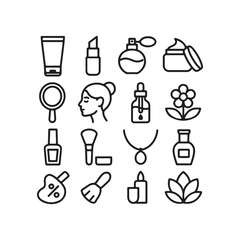 minimalist beauty icon set