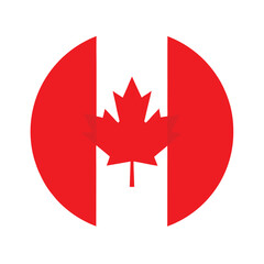 Fototapeta premium Canadian flag circle red white maple leaf
