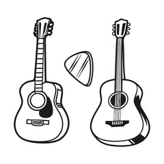 Obraz premium Guitar icon set vector, guitar logo, guitar art. Adobe Illustrator Artwork