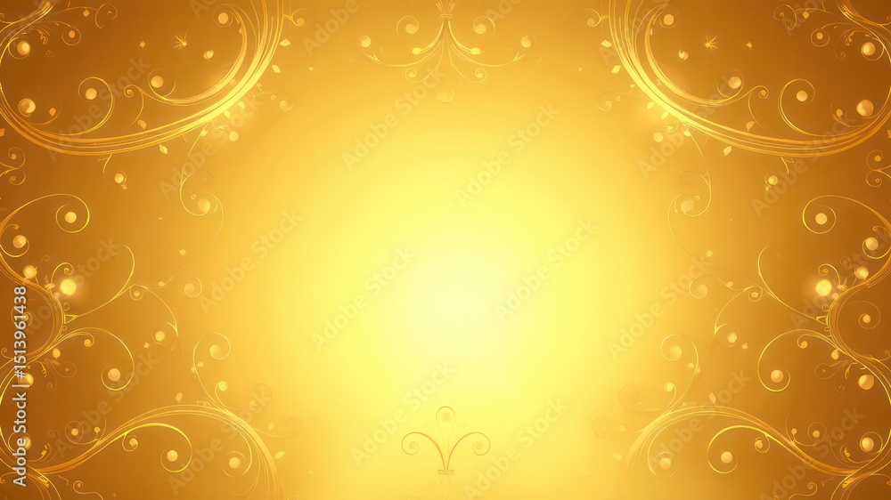 Aufkleber luminous golden backdrop featuring a delicate pattern of swirling decorative elements and shimmering