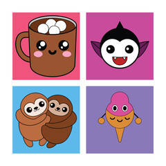 Fototapeta premium Funny baby cartoon owl animal characters vector set