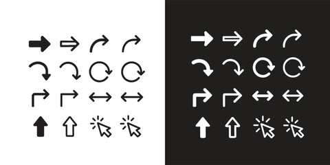 Vector set arrow icon black and white arrow vector icon collection 