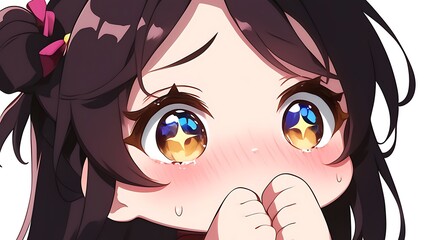 Chibi anime character with sparkling childish eyes