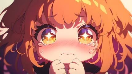 Chibi anime character with sparkling childish eyes