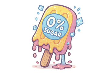 Fototapeta premium Delicious Zero Sugar Popsicle Melted Summer Treat Illustration