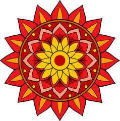 Traditional floral mandala artwork in sacred petal symmetry and peaceful color tones for mindfulness use
