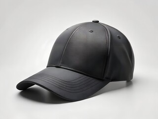 Fototapeta premium Black baseball cap isolated on white background