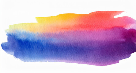 Watercolor colorful gradient, paper texture, aquarelle neon print on white background