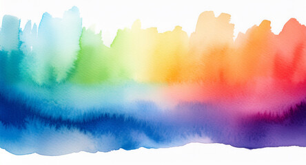 Watercolor colorful gradient, paper texture, aquarelle neon print on white background