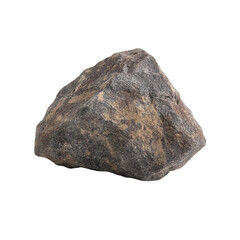 A close-up shot of a single textured rock. The rock has a rough surface and varying shades of gray and brown