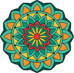 Detailed floral mandala vector with sacred symmetrical composition and bright spiritual energy influence