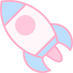 Pastel rocket ship cartoon