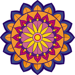Radiant floral mandala design with vivid petal structure and intricate ornamental balance for visual calm