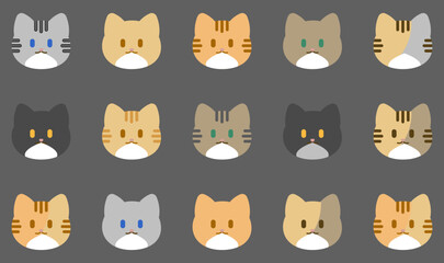 Vector Cat Icon with different pattern and color