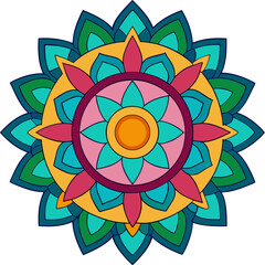 Bohemian style mandala featuring colorful ornamental symmetry and sacred design for peaceful energy art