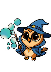 Owl witch and bubbles 