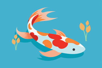 Naklejka premium watercolor-koi-fish-swimming-in-a-pond