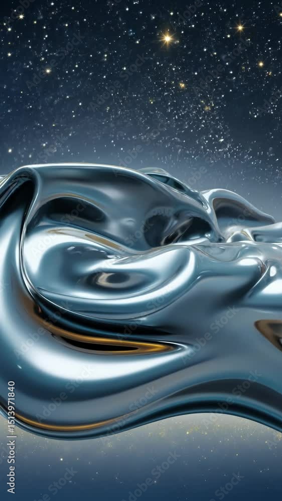 Aufkleber A silver object with a shiny surface. It is a reflection of the sky