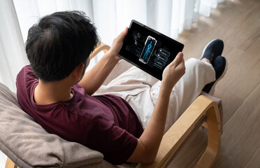 Medical science technology and futuristic healthcare virtual computer software analyze human health...
