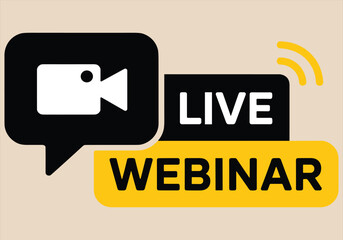 Live Webinar Icon with Camera and Signal | Online Video Conference and Streaming Graphic