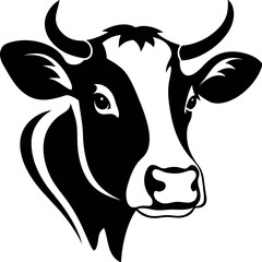 Cow face logo, cow head, icon, logo, Vector illustration, The best of Cow Silhouette icon, cow head logo vector, black and white logo
