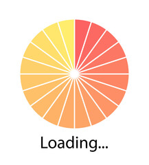 Countdown with circle pattern progress. Red to yellow gradient bar. Download loading banner. Vector illustration. Set of count down graphs with percent.
