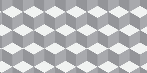 Abstract black white cubes seamless pattern. Vector seamless cubic pattern. Geometric hexagonal line Pattern Background. 