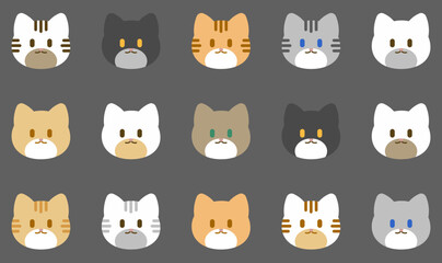 Vector Cat Icon with different pattern and color