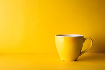 cup of coffee on yellow wooden table