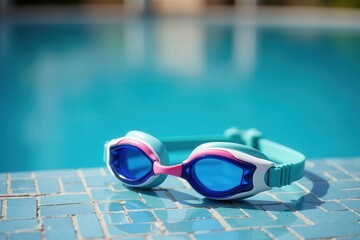 Swimming goggles resting pool