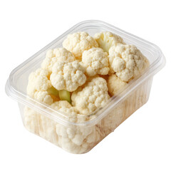 Cauliflower florets in a pack isolated on transparent background