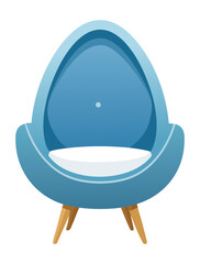 Blue Egg Chair with White Cushion