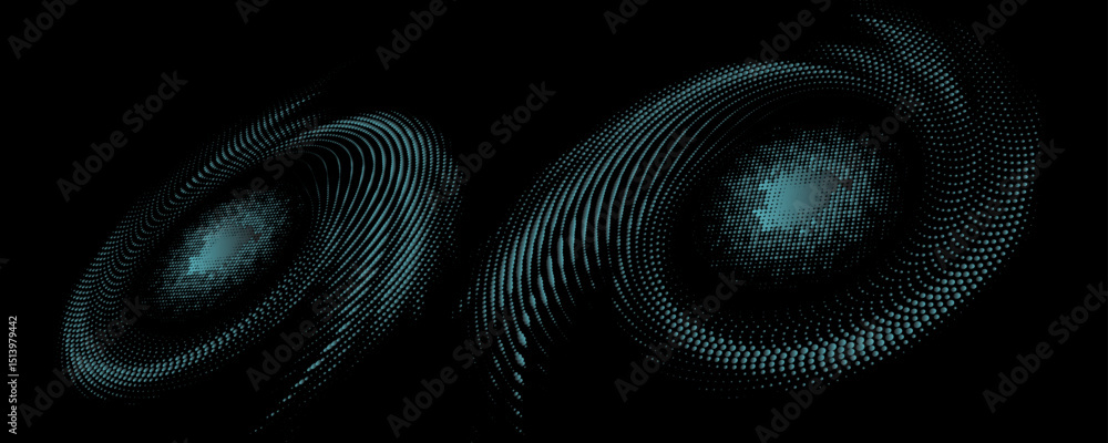 Aufkleber 3d blue techno background. big data visualization on dark space with dotted lines shape effect decor