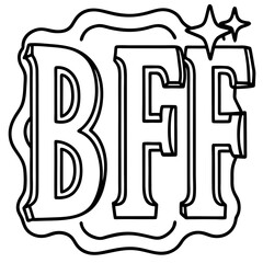 Best friends forever fun word art in doodle style Line Art Vector illustration