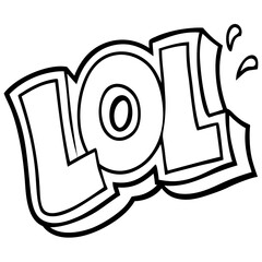 Lol laughing expression in a fun word sketch Line Art Vector illustration
