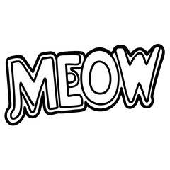 Meow cat sound inspired doodle in fun line art Line Art Vector illustration