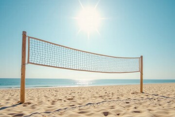 Beach volleyball court bright sun