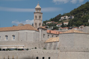 Dubrovnik beautiful old town with defensive walls. Croatia.