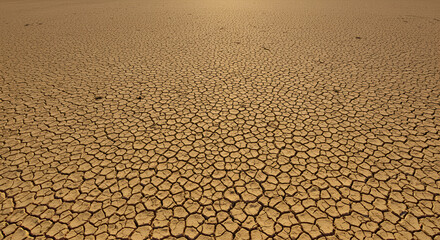 The land becomes dry, cracked and barren due to global warming.