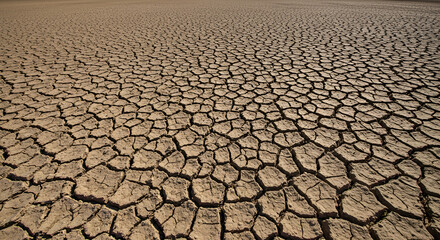 The land becomes dry, cracked and barren due to global warming.