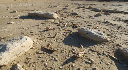 rivers dry up. fish have difficulty finding food and die. the land cracks and becomes barren. because of Global Warming