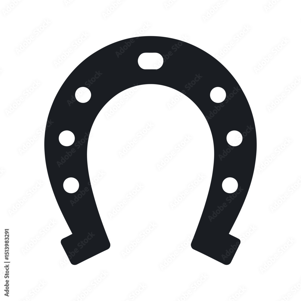 Poster simple flat vector icon of a horseshoe symbol of luck and good fortune isolated on a white backgroun