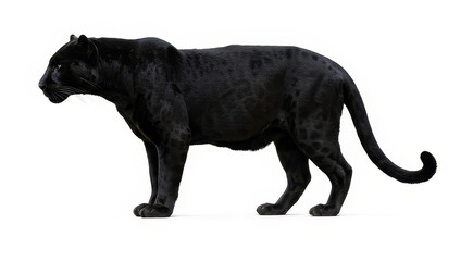 Fototapeta premium Majestic Black Panther Profile - Powerful, sleek, wildcat, isolated, predator. Symbolizing strength, grace, mystery, freedom, and power