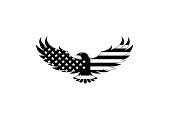American Flag Eagle Silhouette Vector Illustration
