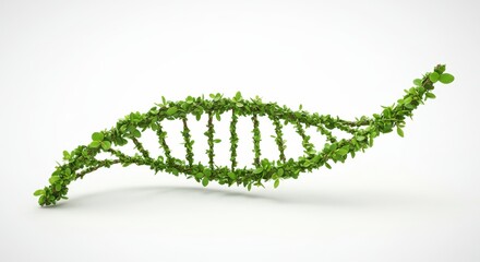 Naklejka premium Green leafy plant forming a biological DNA helix structure. Environmental conservation and sustainable natural energy concept.