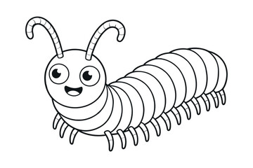 Cute Cartoon Centipede Outline Illustration for Coloring Book or Educational Material Isolated on White Background Vector Graphic Design