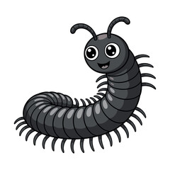 Fototapeta premium Cute Cartoon Millipede with Big Eyes and a Smiling Face Isolated on White Background Perfect for Children s Illustration and Educational Materials
