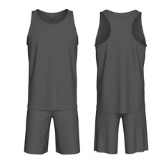 3D Render of Sleeveless Volleyball Kit Mockup. Front and Back View